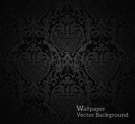 468x431 Free Download Of Seamless Wallpaper Pattern Black Vector Graphic