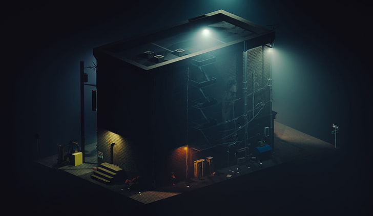 728x422 Hd Wallpaper Black Concrete Building, Minimalism, Backgound