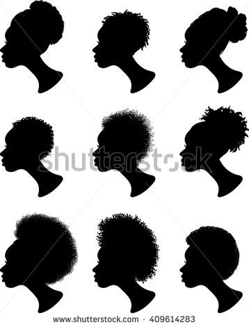358x470 African American, Profile, Silhouettes, Women, Vector