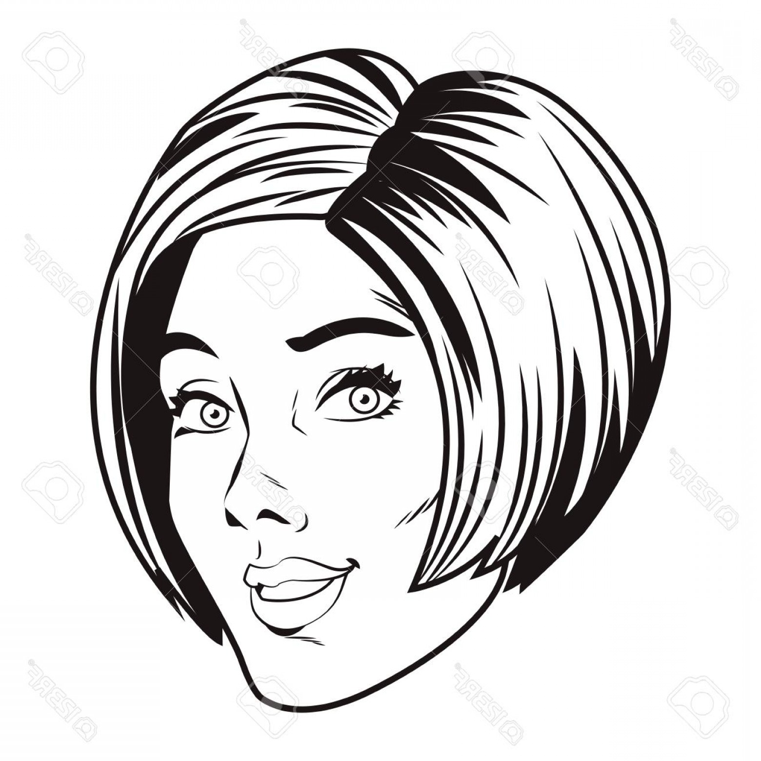 1560x1560 Black And White Vector Of Black Female Face Handandbeak