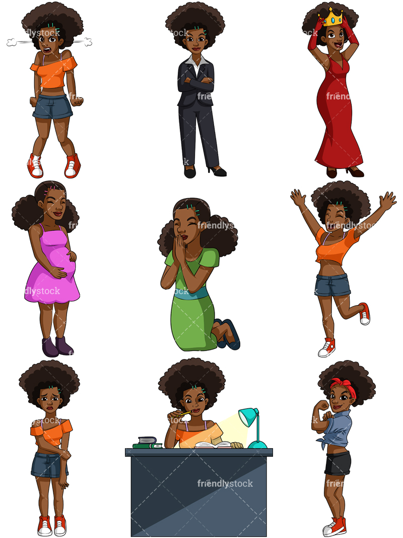 800x1067 Black Woman Vector Clipart