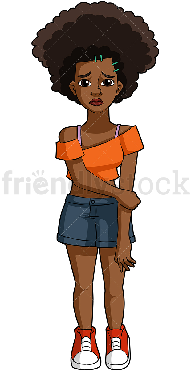 620x1200 Sad Black Woman Cartoon Vector Clipart