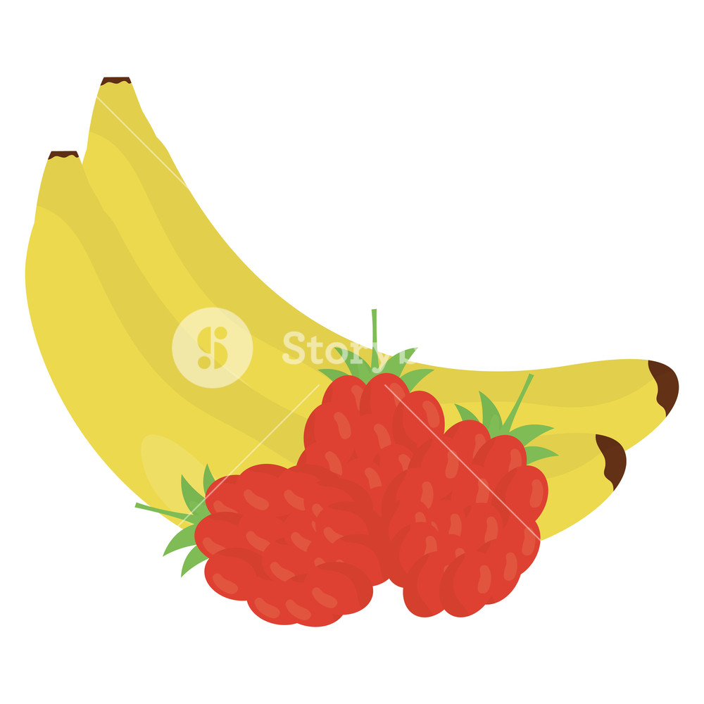 Banana And Blackberry Fresh Fruits Vector Illustration Design 1000x1000 Banana And Blackberry Fresh Fruits Vector Illustration Design