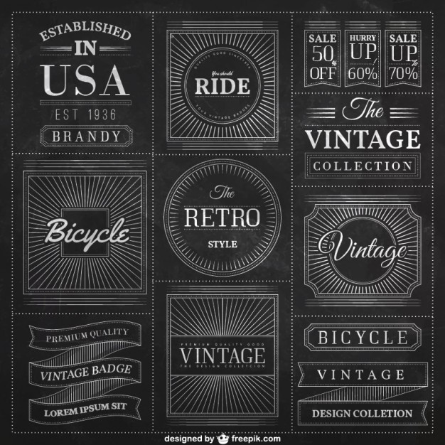 626x626 Blackboard Badges In Vintage Style Vector Free Download