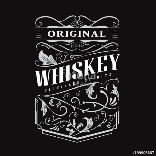 500x500 Whiskey Label Hand Drawn Vintage Border Typography Blackboard
