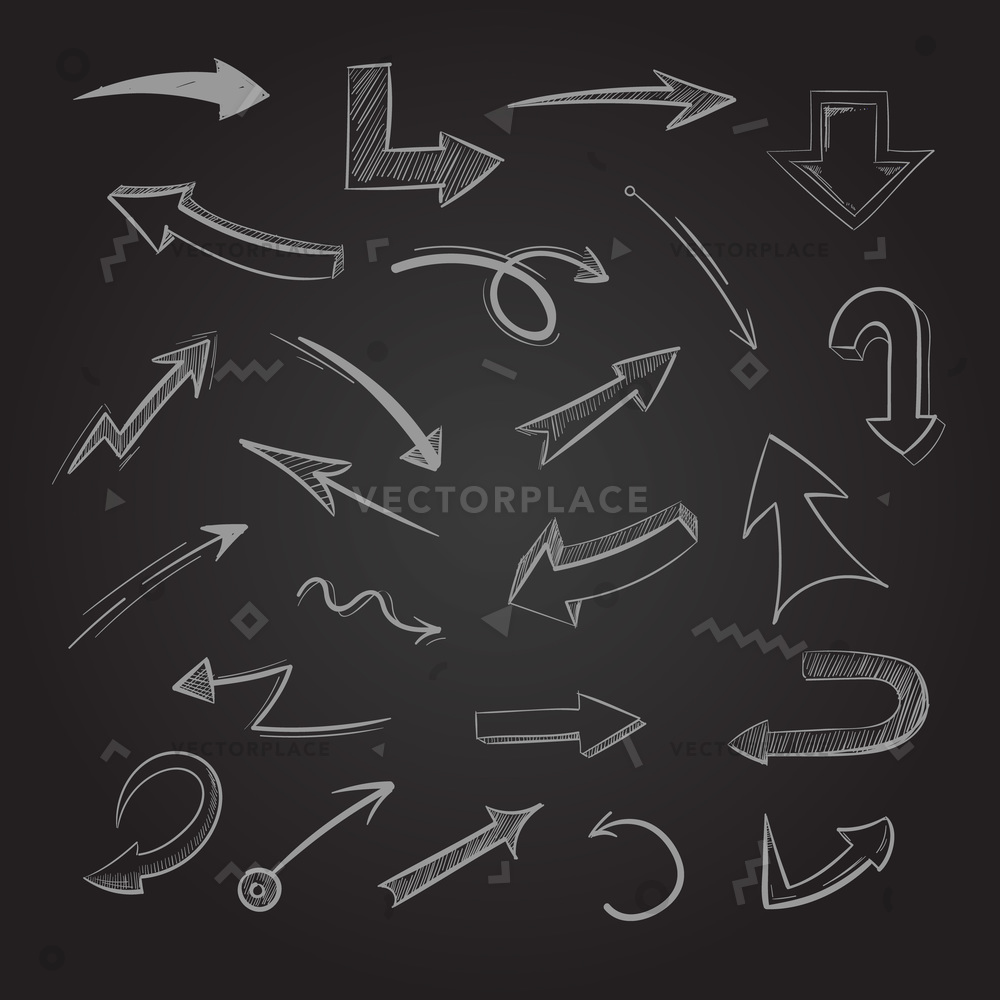 1000x1000 Abstract Doodle Chalk Arrows Blackboard Hand Vector Illustration