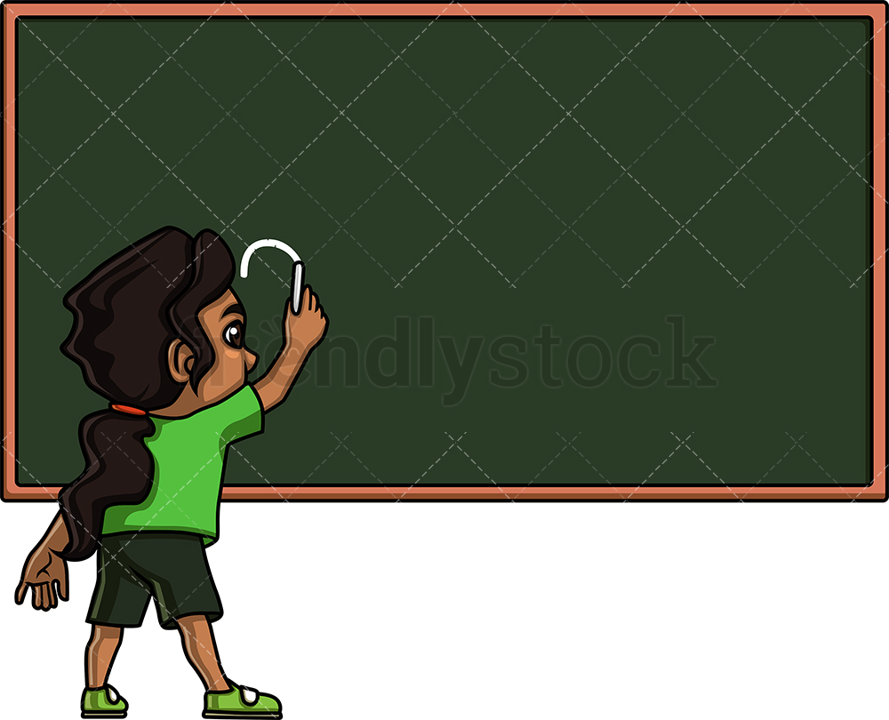 Little Girl Writing On Blackboard Cartoon Clipart Vector 1000x810 Little Girl Writing On Blackboard Cartoon Clipart Vector