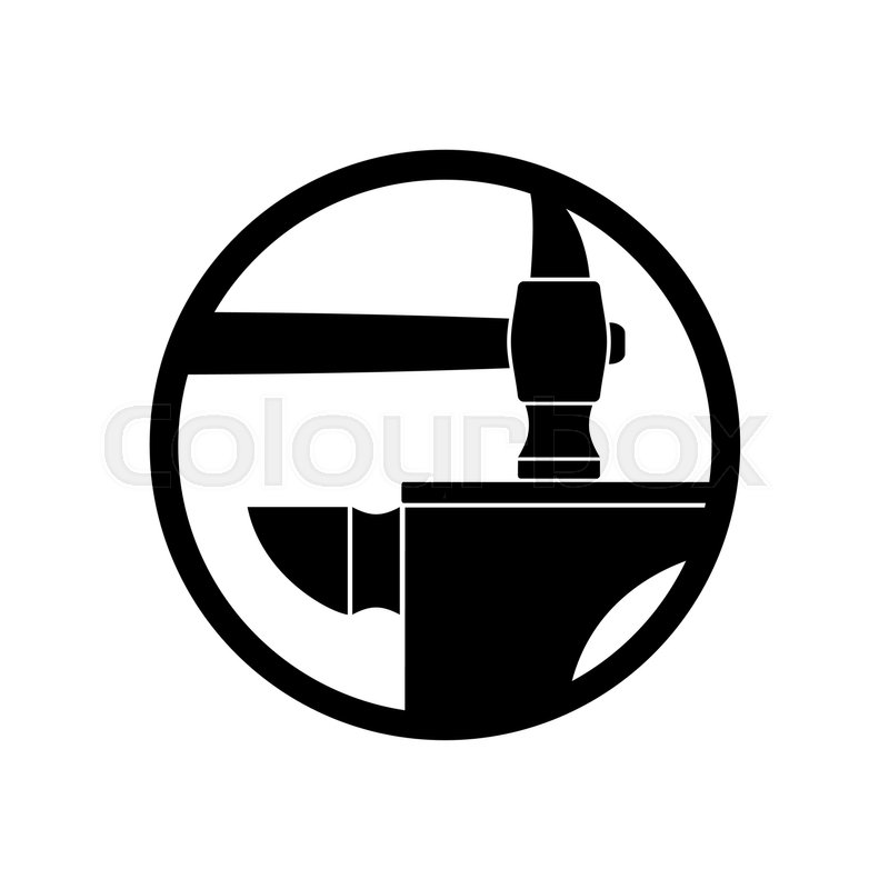 800x800 Forge Logo Smithy Symbol Hammer And Stock Vector Colourbox