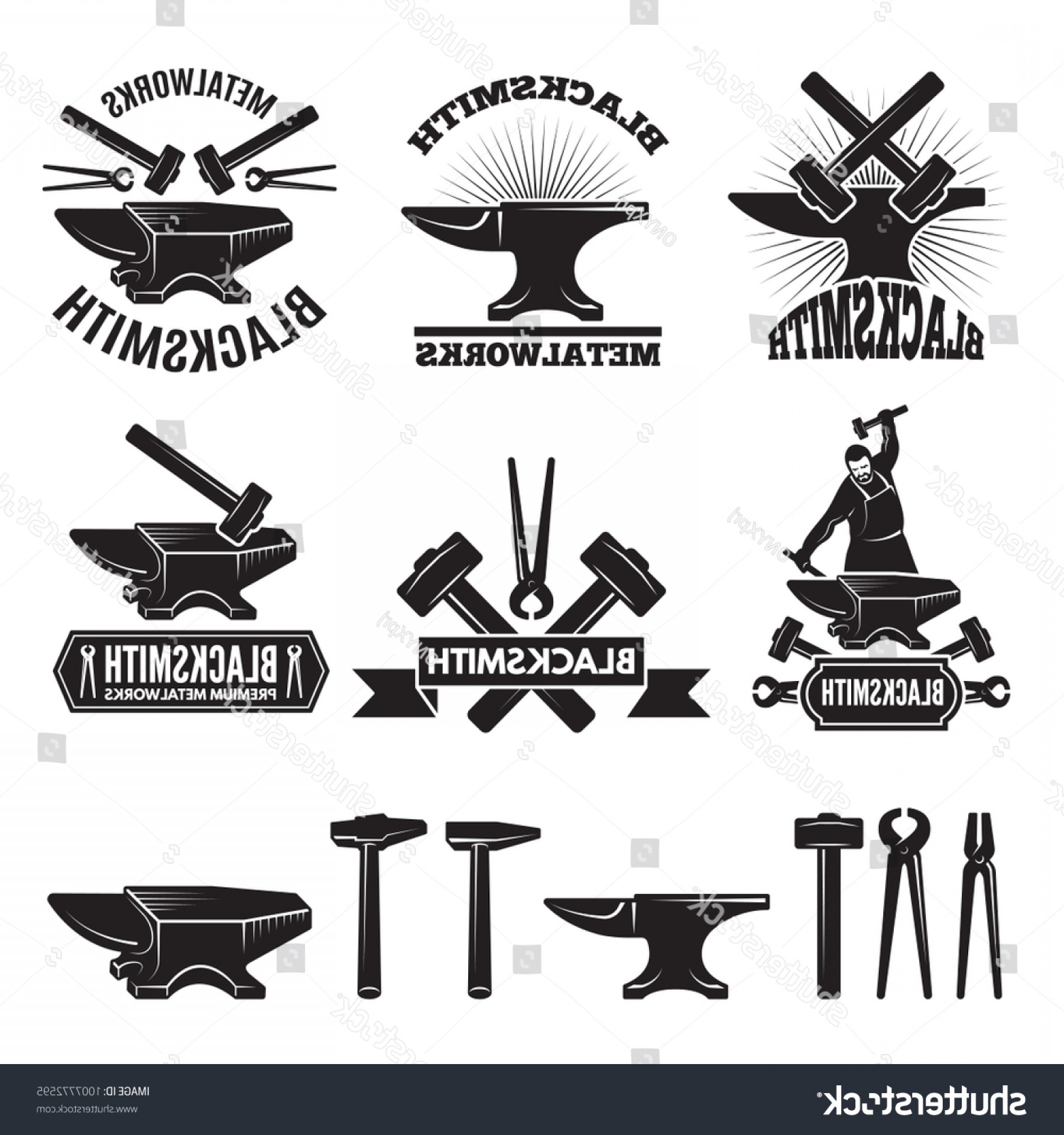1800x1920 Industrial Logo Set Labels Blacksmith Vector Geekchicpro