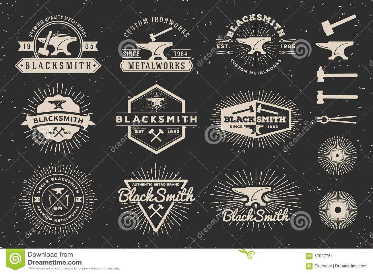 1300x957 Modern Vintage Blacksmith And Metalworks Badge Logo Stock Vector
