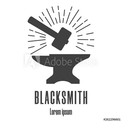 500x500 Silhouette Icon Of A Hammer And Anvil Blacksmith, Repair Logo