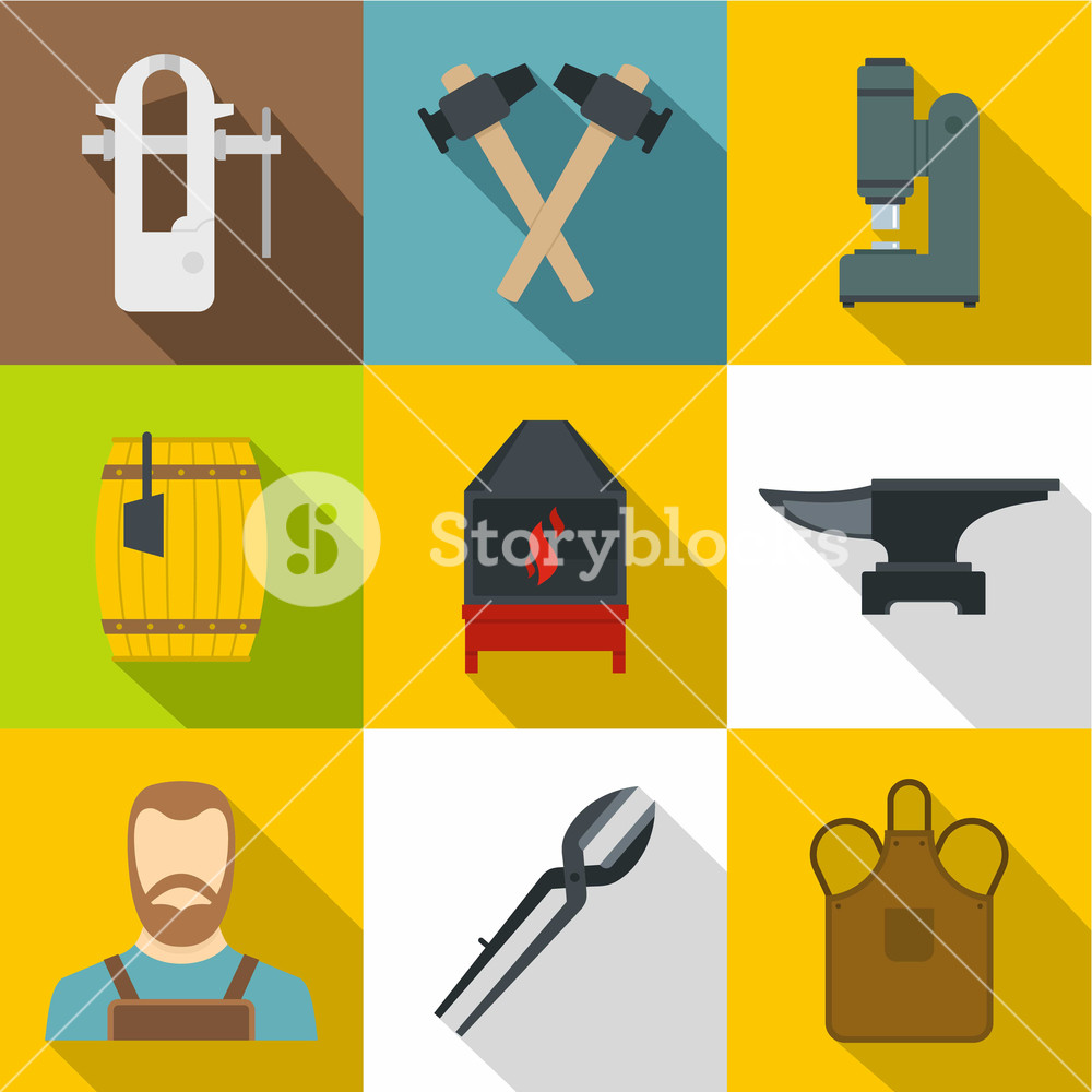 Blacksmith Icons Set Flat Set Of Blacksmith Vector Icons 1000x1000 Blacksmith Icons Set Flat Set Of Blacksmith Vector Icons
