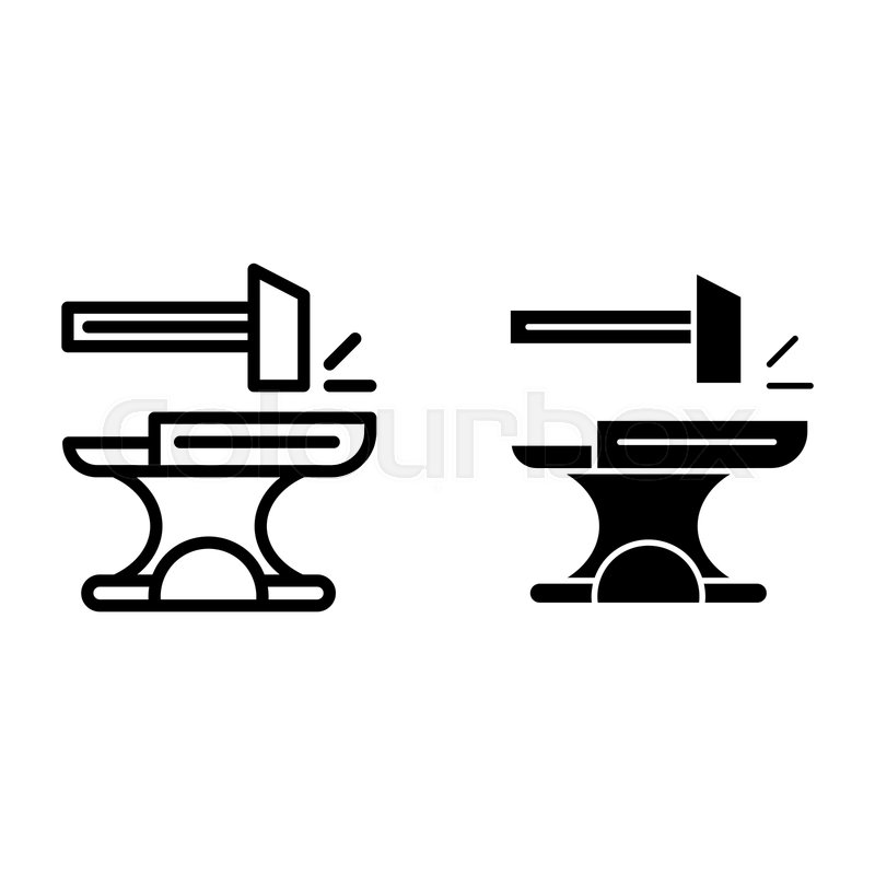 Anvil With Hammer Line And Glyph Icon Stock Vector Colourbox 800x800 Anvil With Hammer Line And Glyph Icon Stock Vector Colourbox