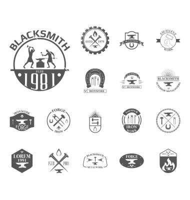 Set Of Vintage Blacksmith Vector 380x400 Set Of Vintage Blacksmith Vector