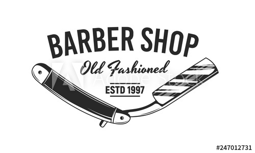 500x300 Barber Shop Razor Blade Logo Vintage Design Logo Vector