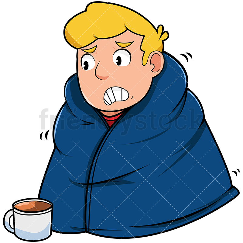 800x800 Man Staying Warm With Blanket Cartoon Vector Clipart