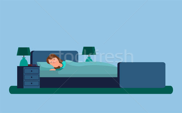 600x374 Sleeping Lady Under Blanket Vector Illustration Vector