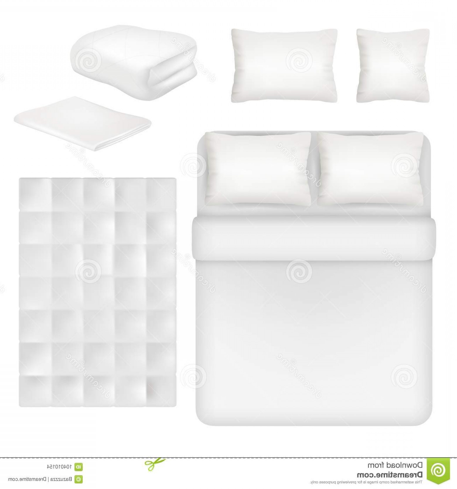 1560x1668 Vector White Blank Bedding Set Bed Pillow Linen Folded Unfolded