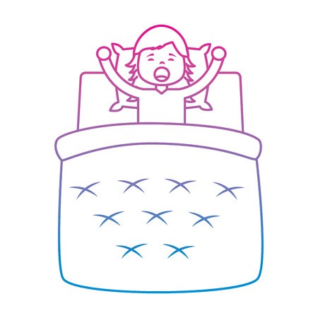 450x450 Little Girl Waking Up In Bed Pillow And Blanket Vector