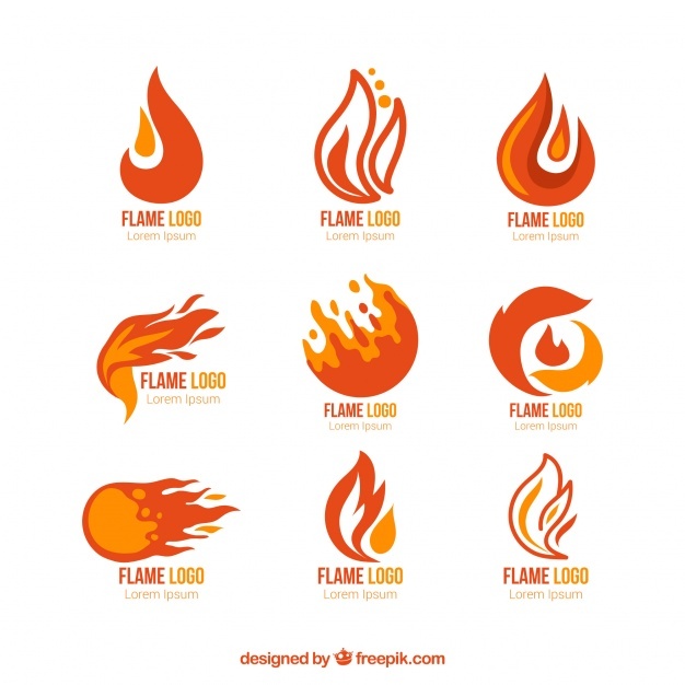 626x626 Selection Of Nine Logos With Colored Flames Vector Free Download