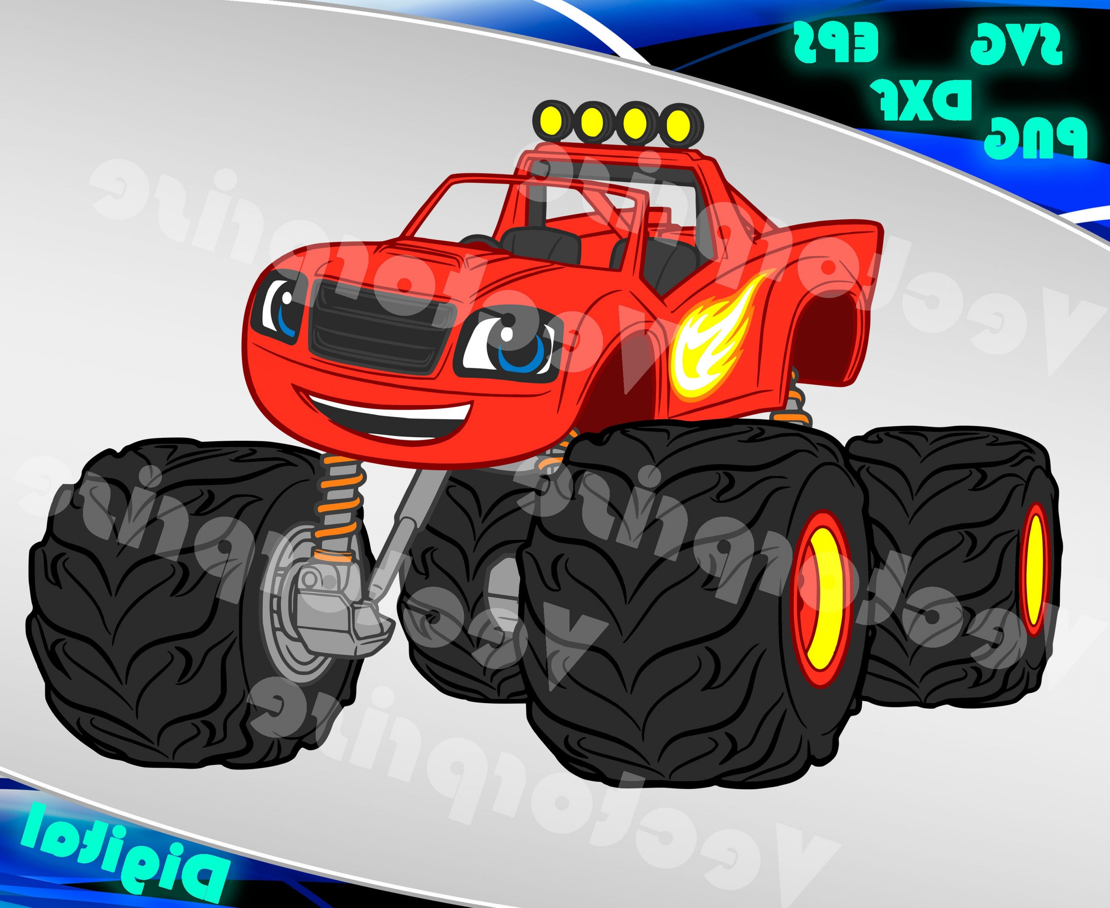 3578x2929 Blaze Monster Truck Vector Graphics Hoodamath