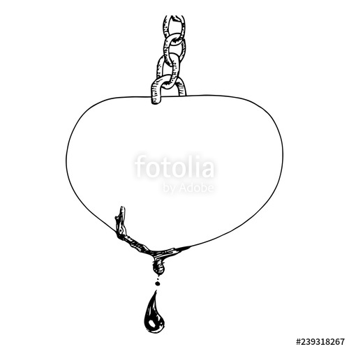 500x500 Heart On A Chain Bleeding Heart Vector Illustration Stock
