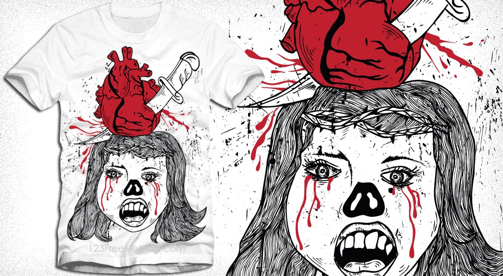 1000x550 Vampire Girl With Bleeding Heart Pierced