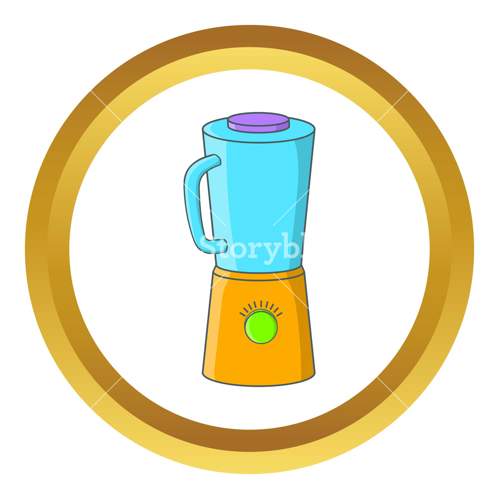 1000x1000 Blender Vector Icon In Golden Circle, Cartoon Style Isolated
