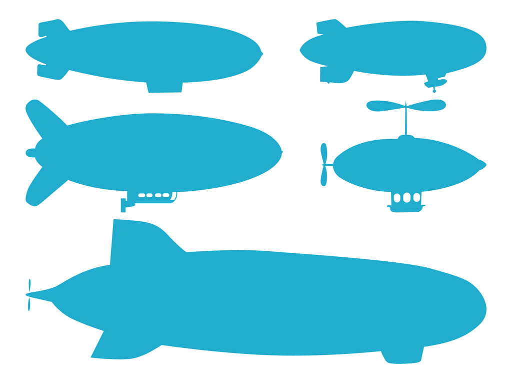1024x765 Blimp Silhouettes Pack Vector Art Graphics