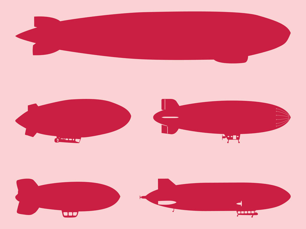 1024x765 Blimp Silhouettes Set Vector Art Graphics