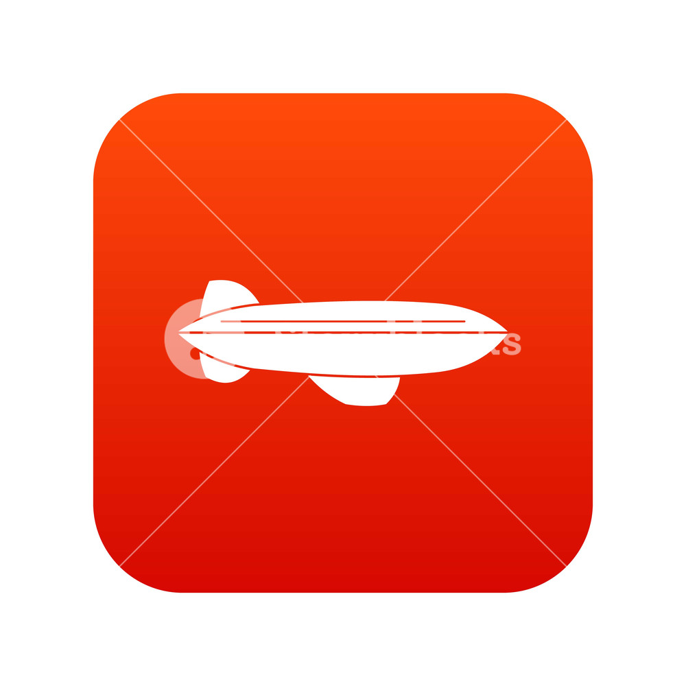 1000x1000 Blimp Aircraft Flying Icon Digital Red For Any Design Isolated