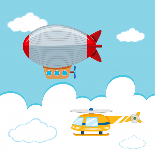 626x626 Blimp And Helicopter In The Sky Vector Free Download