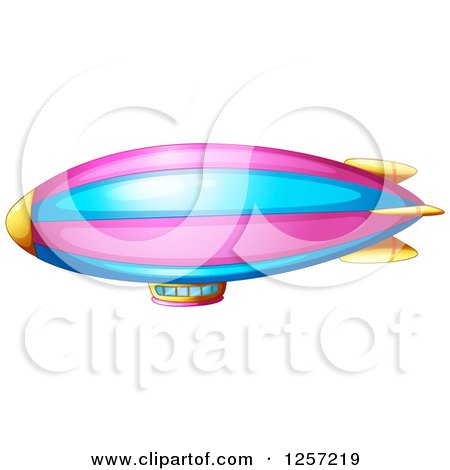 450x470 Cartoon Of A Pink And Blue Blimp