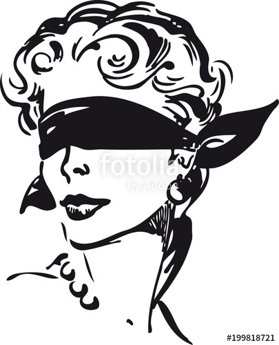 405x500 Woman With Blindfold, Retro Vector Illustration Stock Image