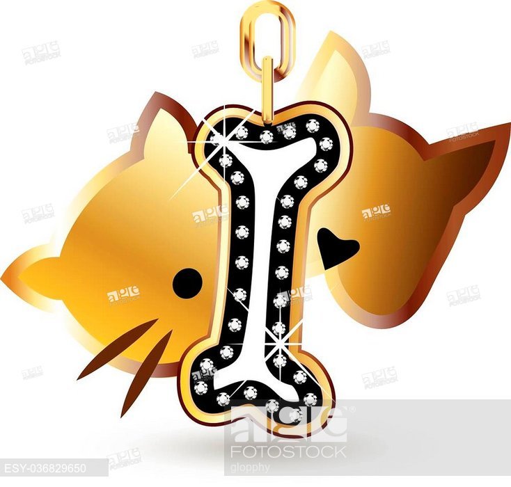 734x700 Cat Dog And Bone Diamonds Bling Bling Decoration Vector Icon Logo