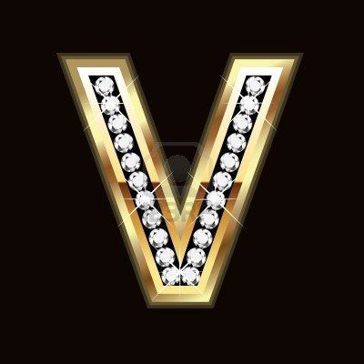 400x400 Stock Vector Valerie Lettering, Letter V, Bling