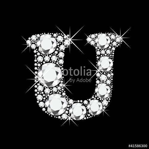 500x500 U Letter With Diamonds Bling Bling Vector Stock Image And Royalty