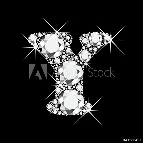 500x500 Y Letter With Diamonds Bling Bling Vector