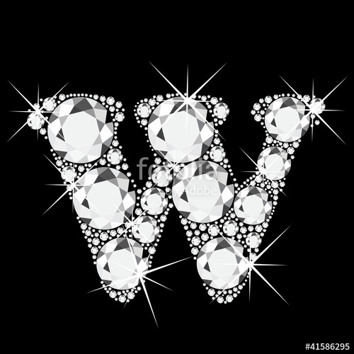 W Letter With Diamonds Bling Bling Vector Stock Image And Royalty 500x500 W Letter With Diamonds Bling Bling Vector Stock Image And Royalty