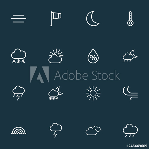 500x500 Climate Icons Line Style Set With Rainfall, Humidity, Blizzard