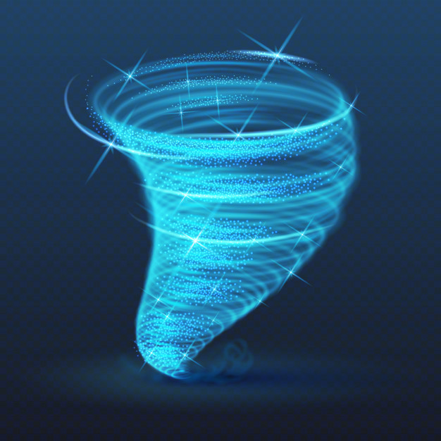 626x626 Light Illuminated Whirlwind, Glowing Tornado Vector Effect