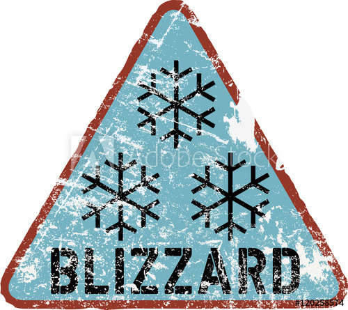 500x445 Blizzard Warning Sign, Vector Illustration