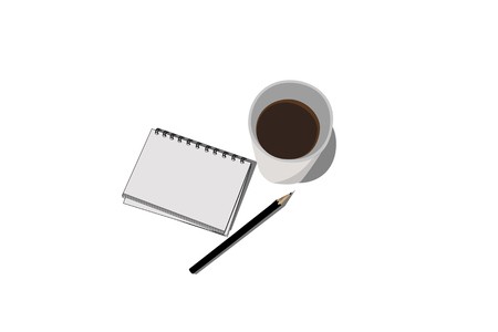 450x300 Illustration Of Block Notes Pencil And Cofee Royalty Free Vector
