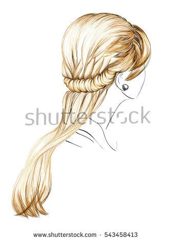 336x470 A Sketch Of A Female Hairstyle Vector Illustration Hand Drawing