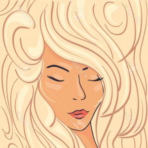 300x300 Photostock Vector Beautiful Face Of A Blonde Girl In Thick Wavy