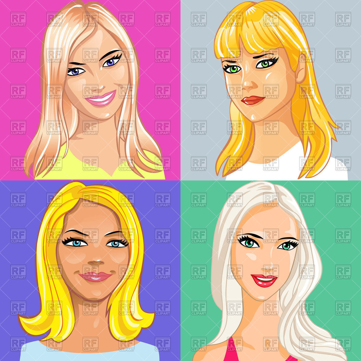 1200x1200 Portraits Of Young Attractive Girls With Long Blonde Hair Vector