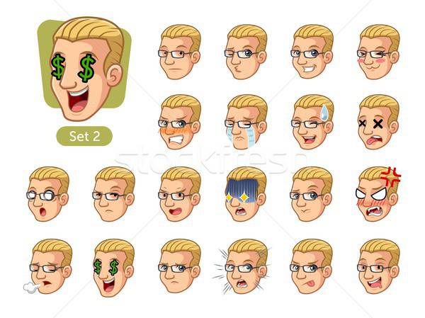 600x449 The Second Set Of Male Facial Emotions With Blonde Hair Vector
