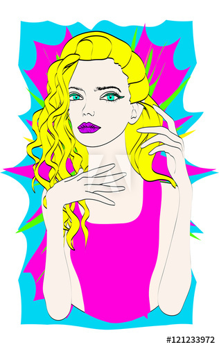 316x500 Beautiful Blonde Hair Vector Girl In Colorful Abstract Backgroun