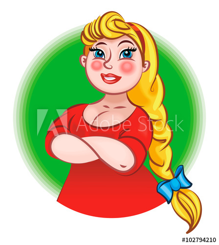 448x500 Woman,siberia,smile,red,dress,blonde Hair,vector,illustration