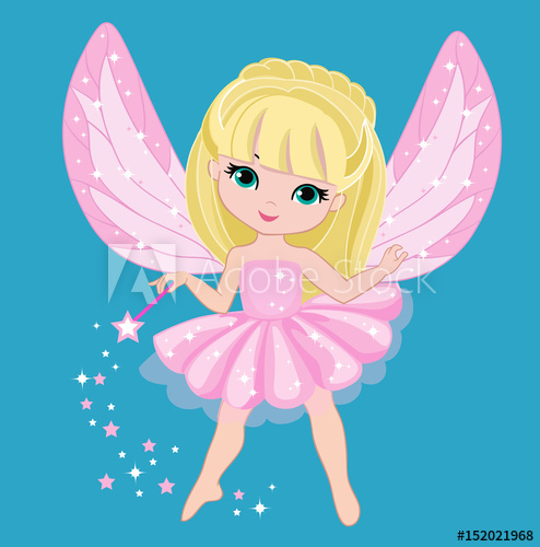 494x500 Beautiful Little Fairy With Blonde Hair Vector Illustration